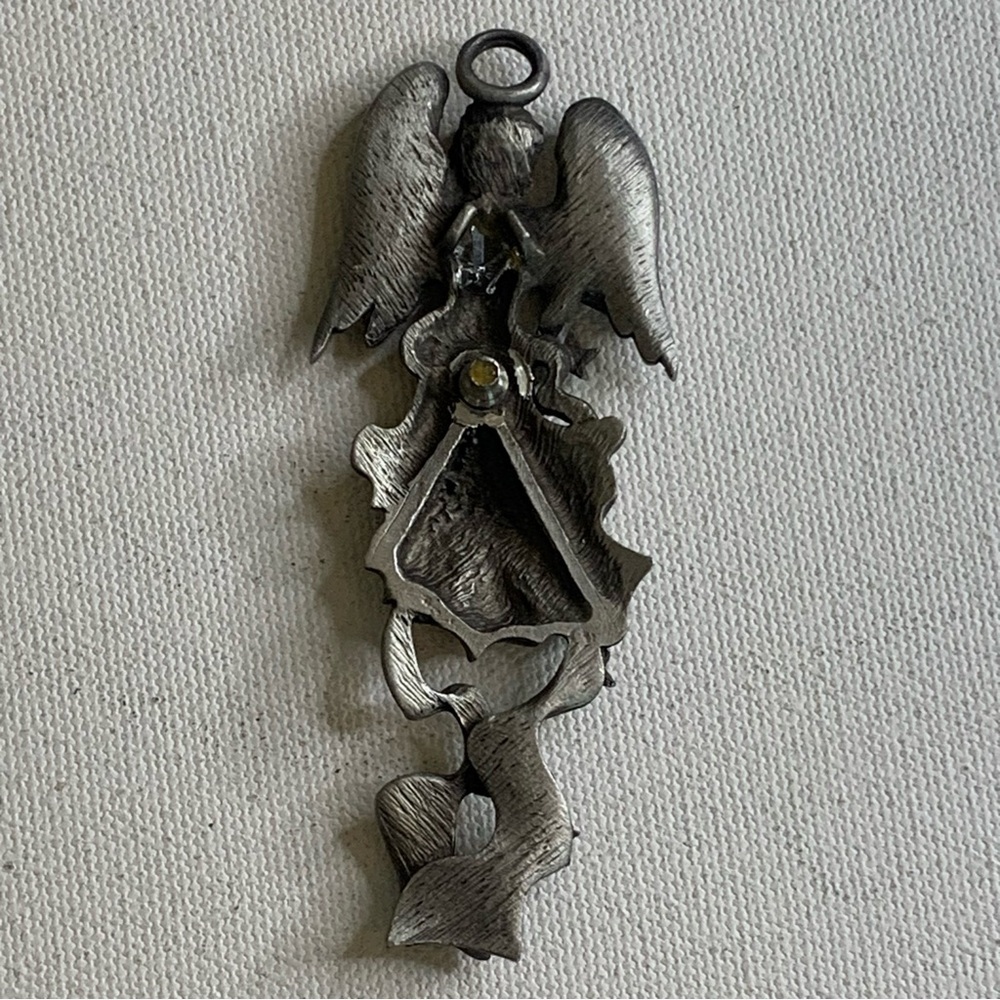 Large Pewter Angel Pendant Ornament Hanging Spiritual Guardian Angels Stars 3.5" - Picture 7 of 14